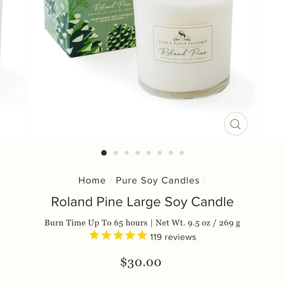Soap & Paper Company Roland Pine Candle in Box Luxury Scent New York - Picture 4 of 5